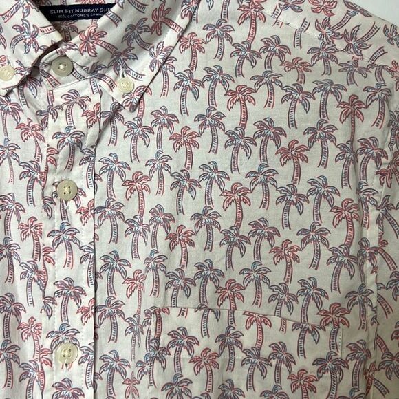 Vineyard Vines Slim Fit Murray Short Sleeve Button Up Short Palm Tree Pattern - Picture 3 of 7